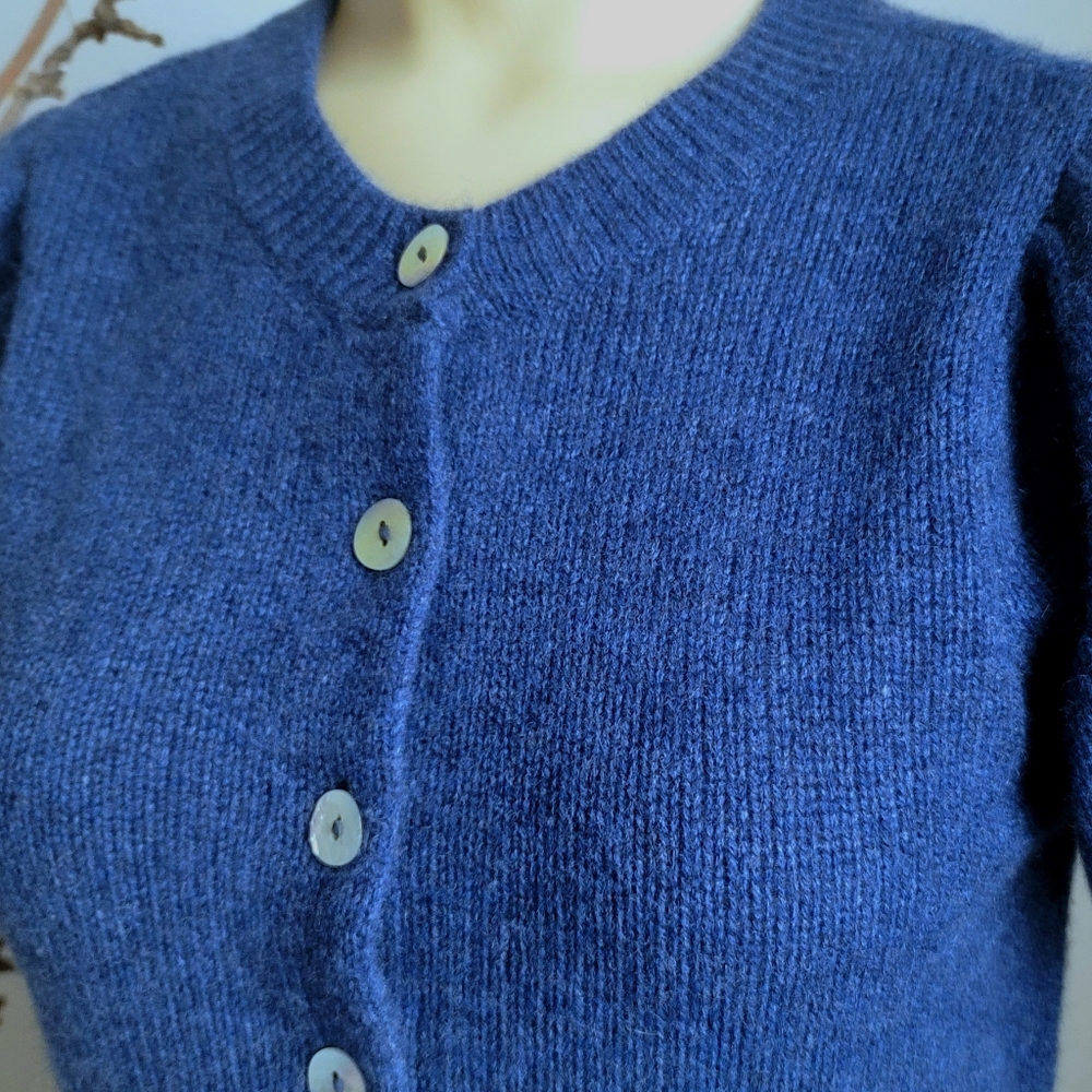 Elie Tahari Blue Button-Up Cardigan - Picture 3 of 4